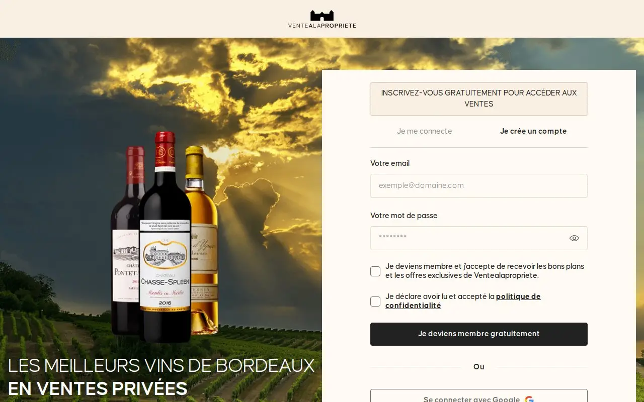 Landing page screenshot