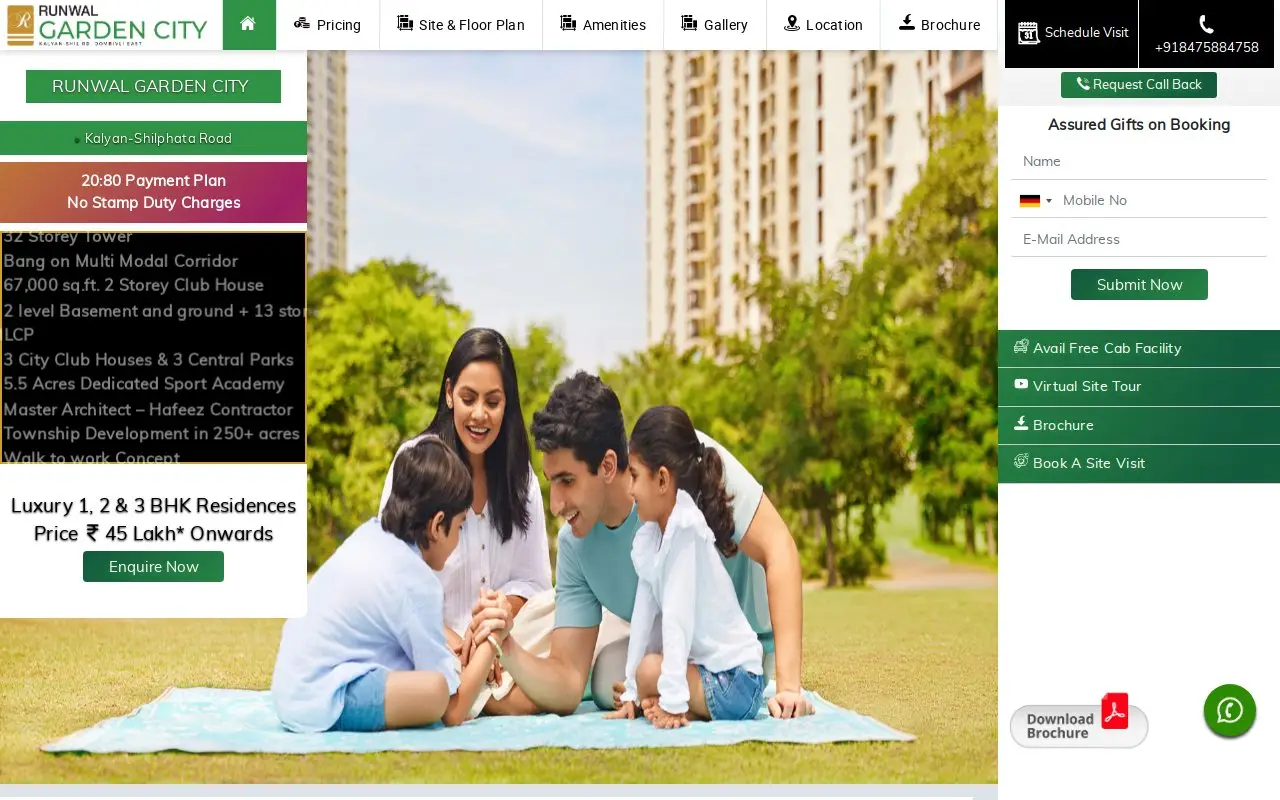 Landing page screenshot