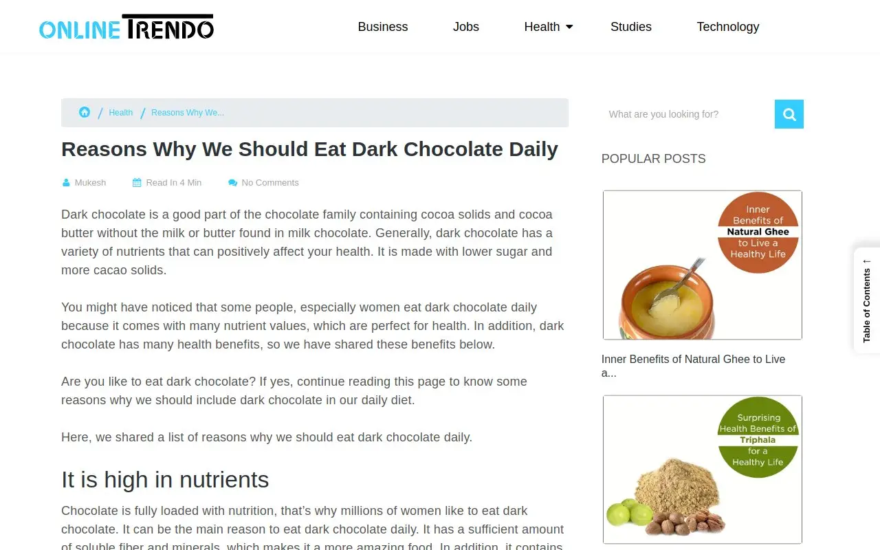 Landing page screenshot