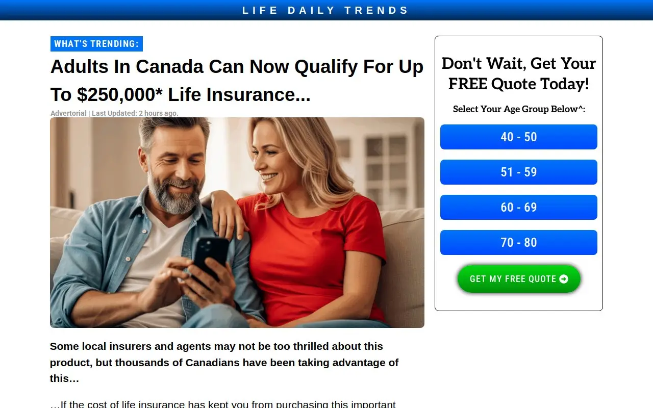 Landing page screenshot
