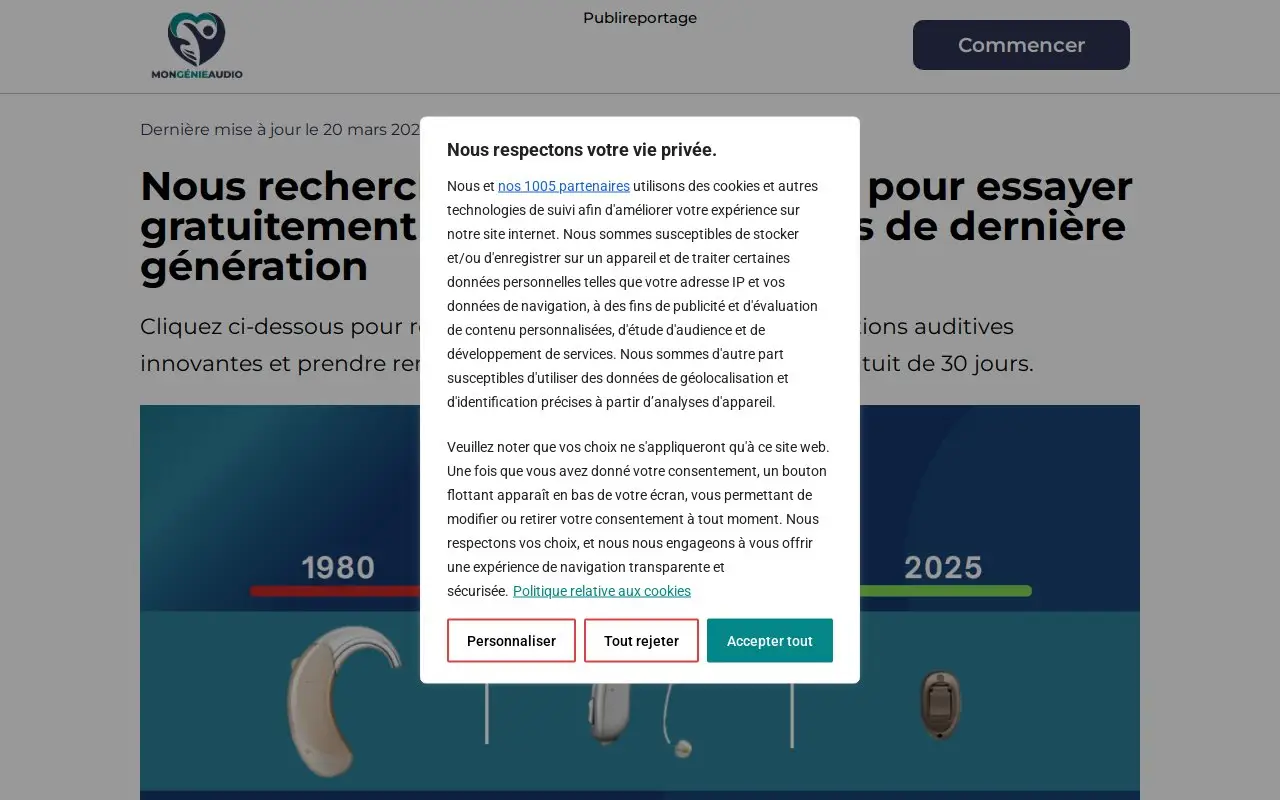Landing page screenshot