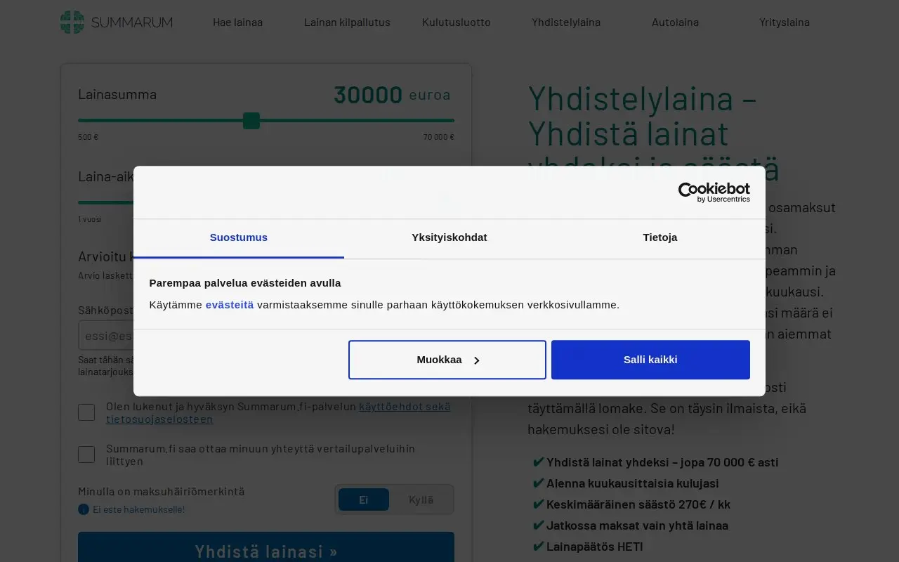 Landing page screenshot
