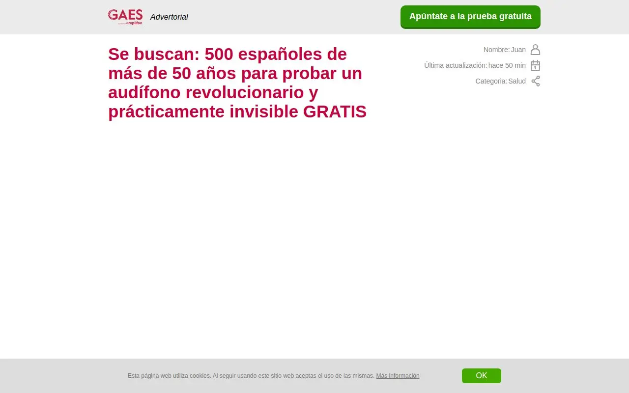Landing page screenshot