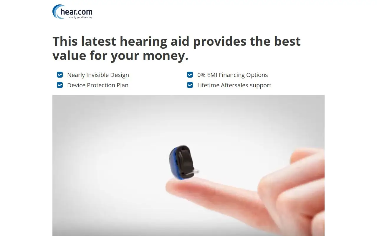 Landing page screenshot
