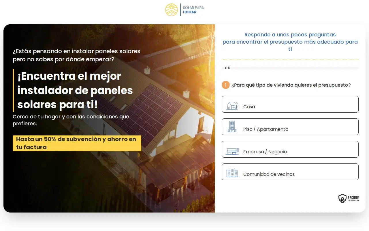 Landing page screenshot