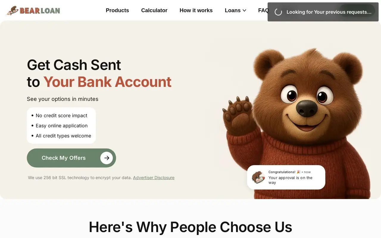 Landing page screenshot