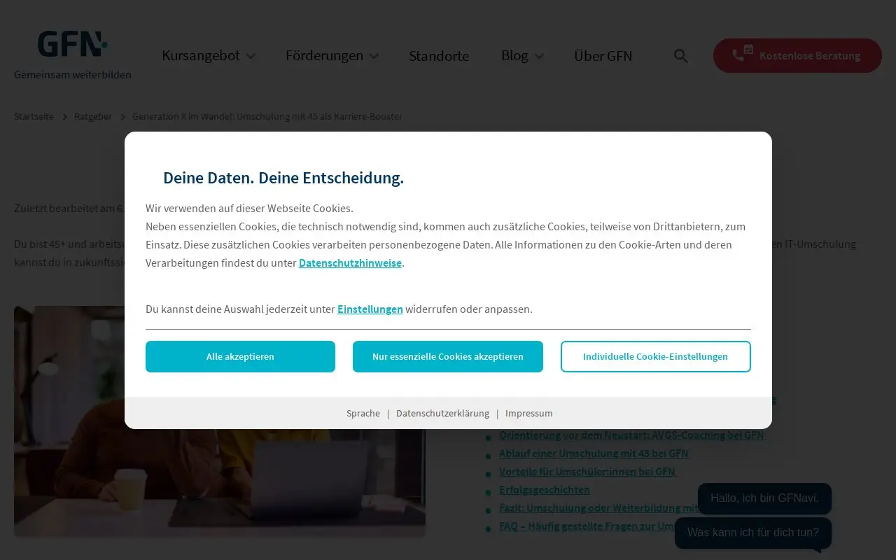 Landing page screenshot