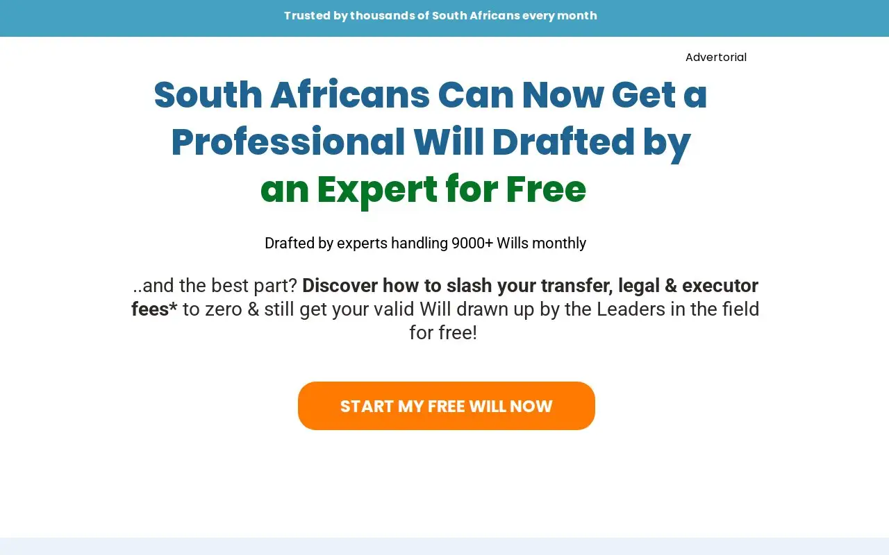 Landing page screenshot