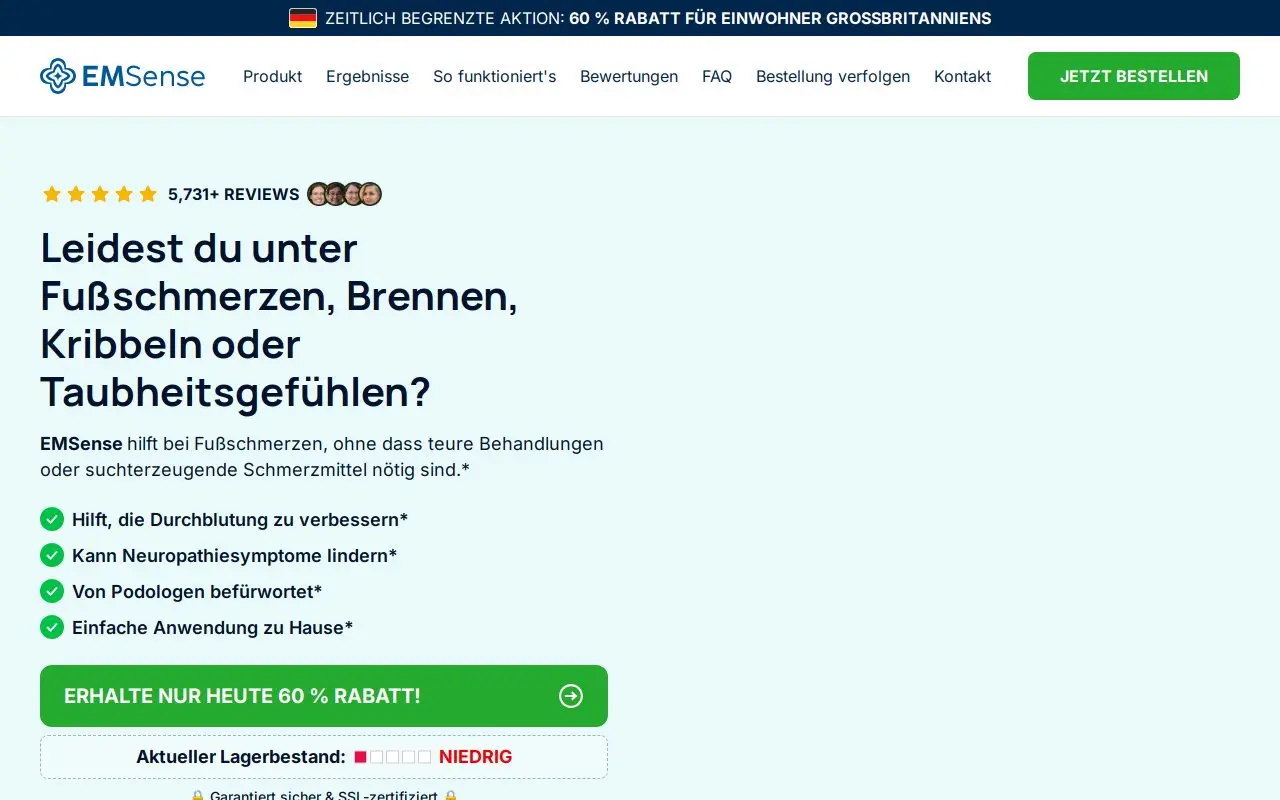 Landing page screenshot