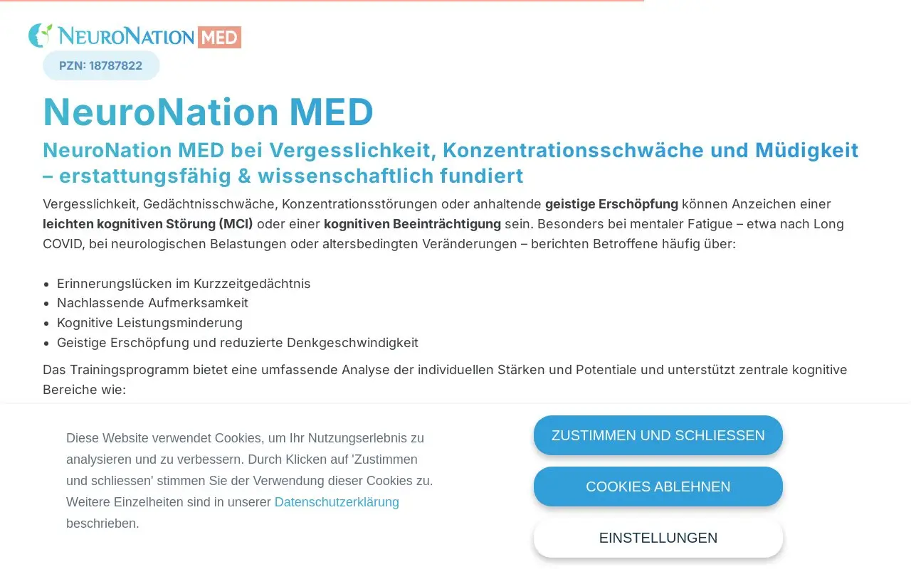 Landing page screenshot