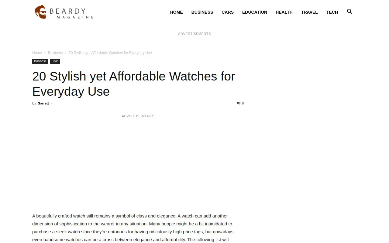 Landing page screenshot