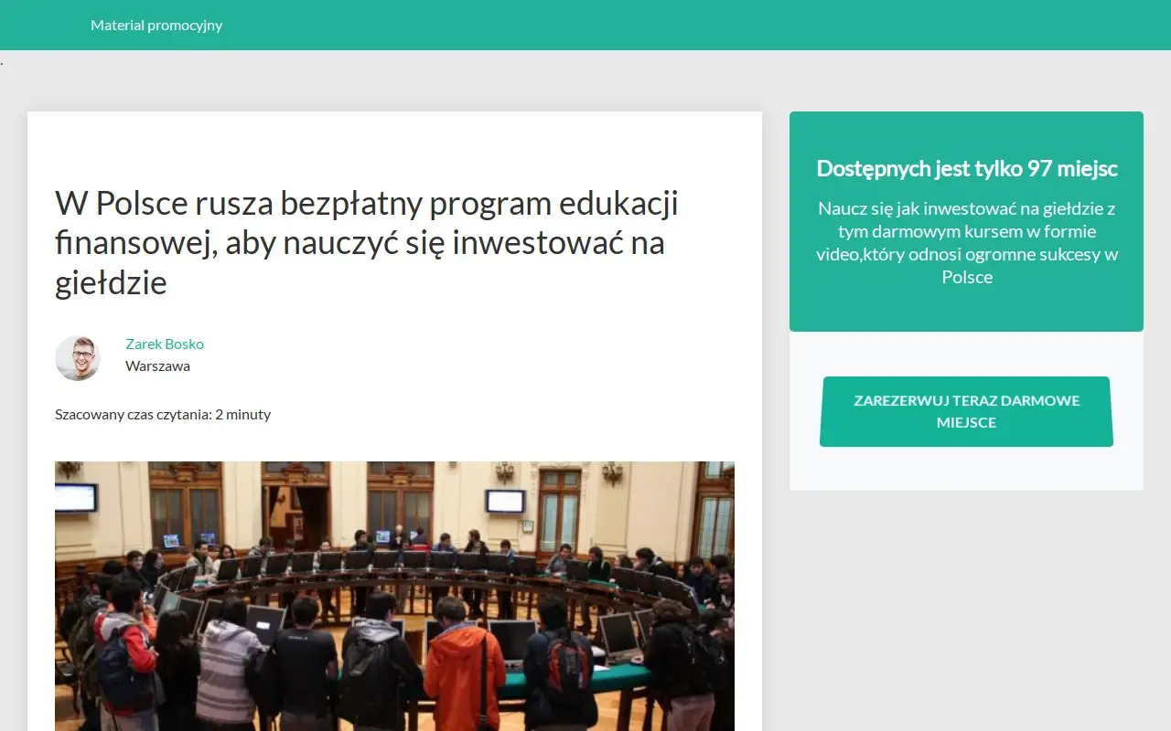 Landing page screenshot