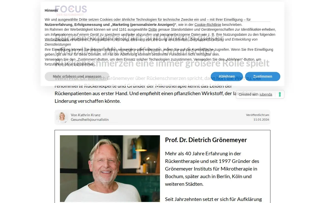 Landing page screenshot