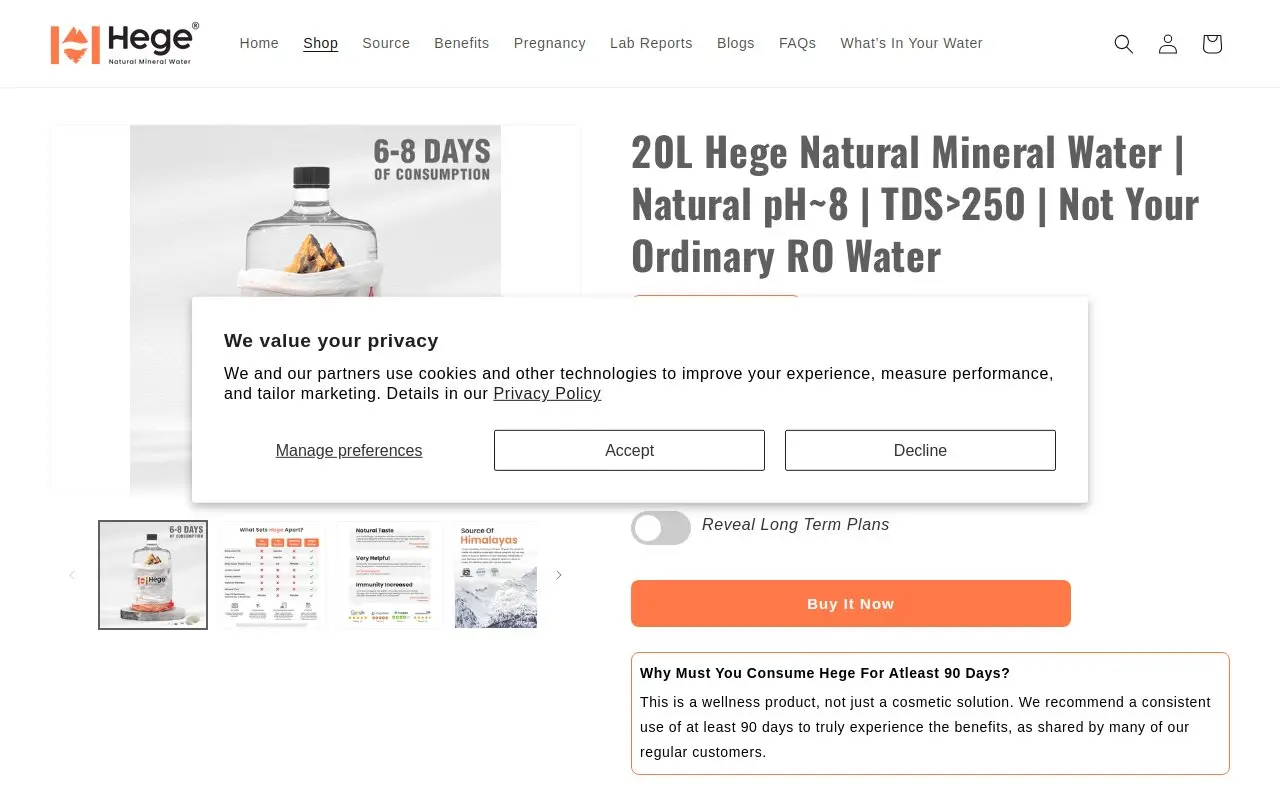 Landing page screenshot