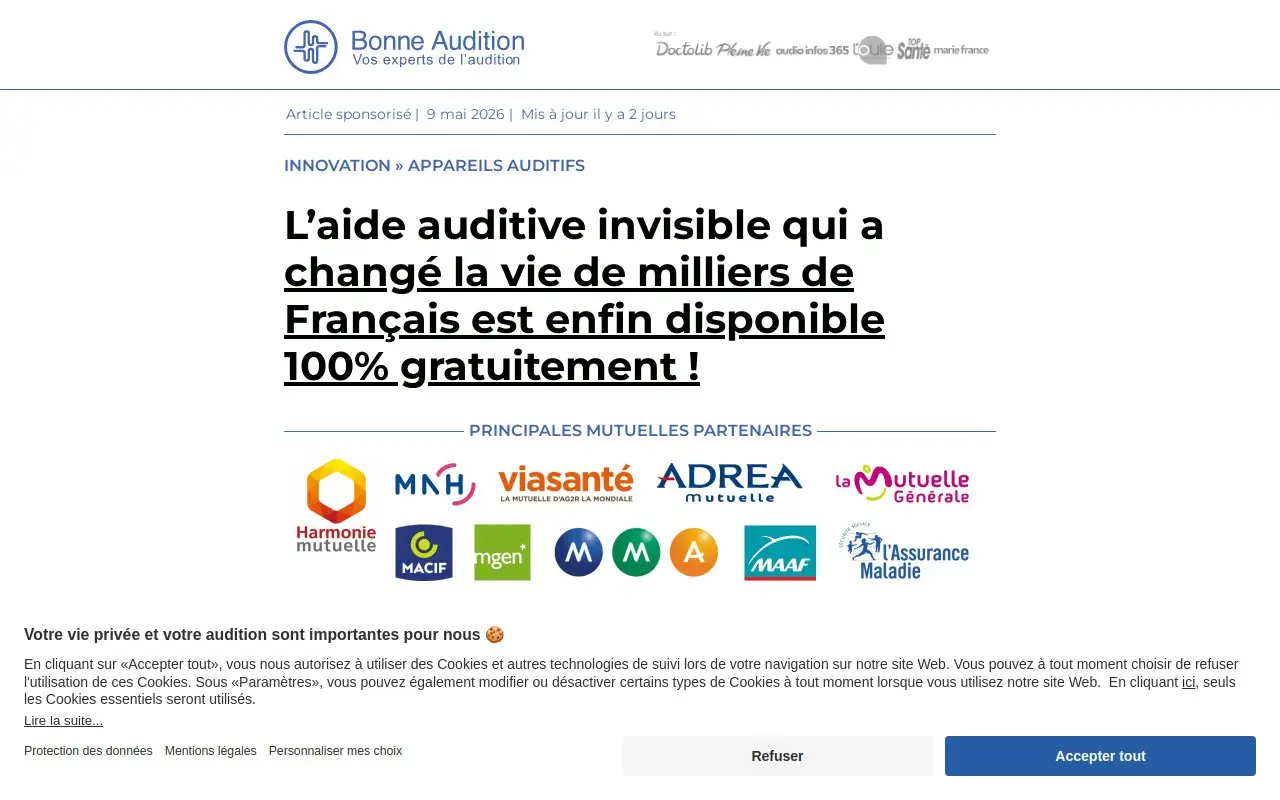 Landing page screenshot
