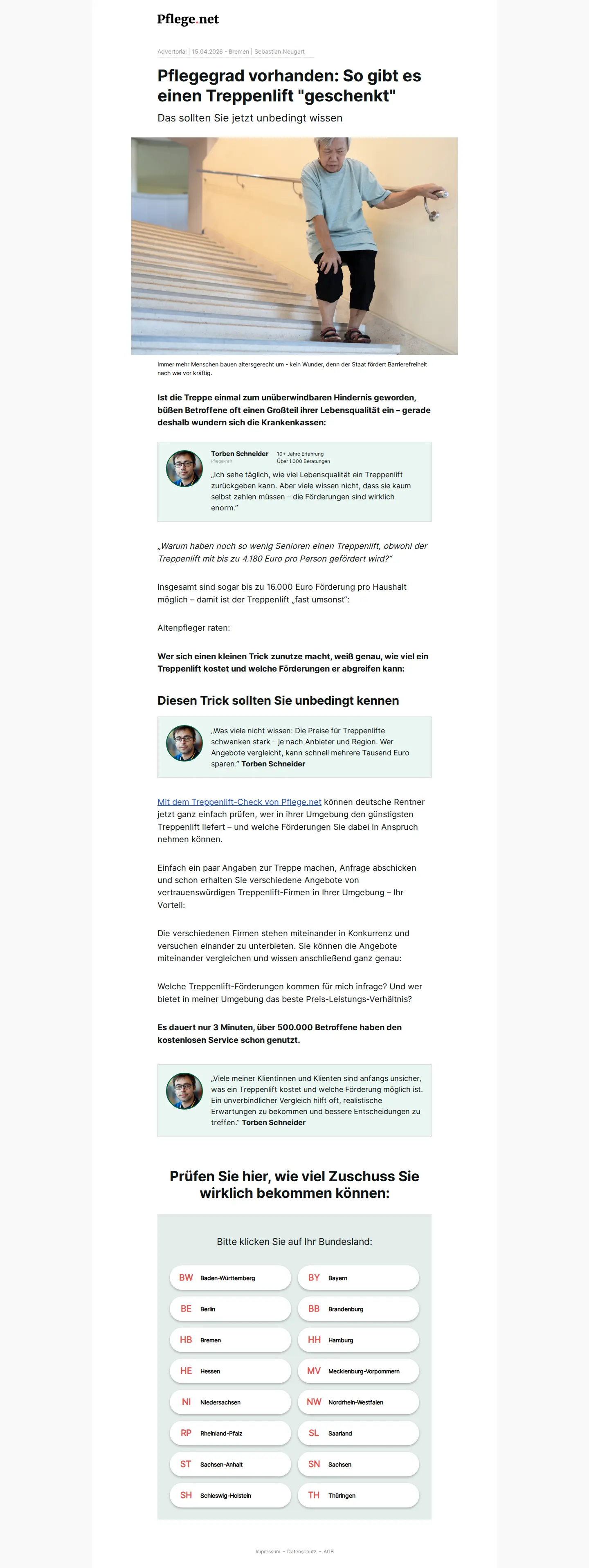 Landing page screenshot