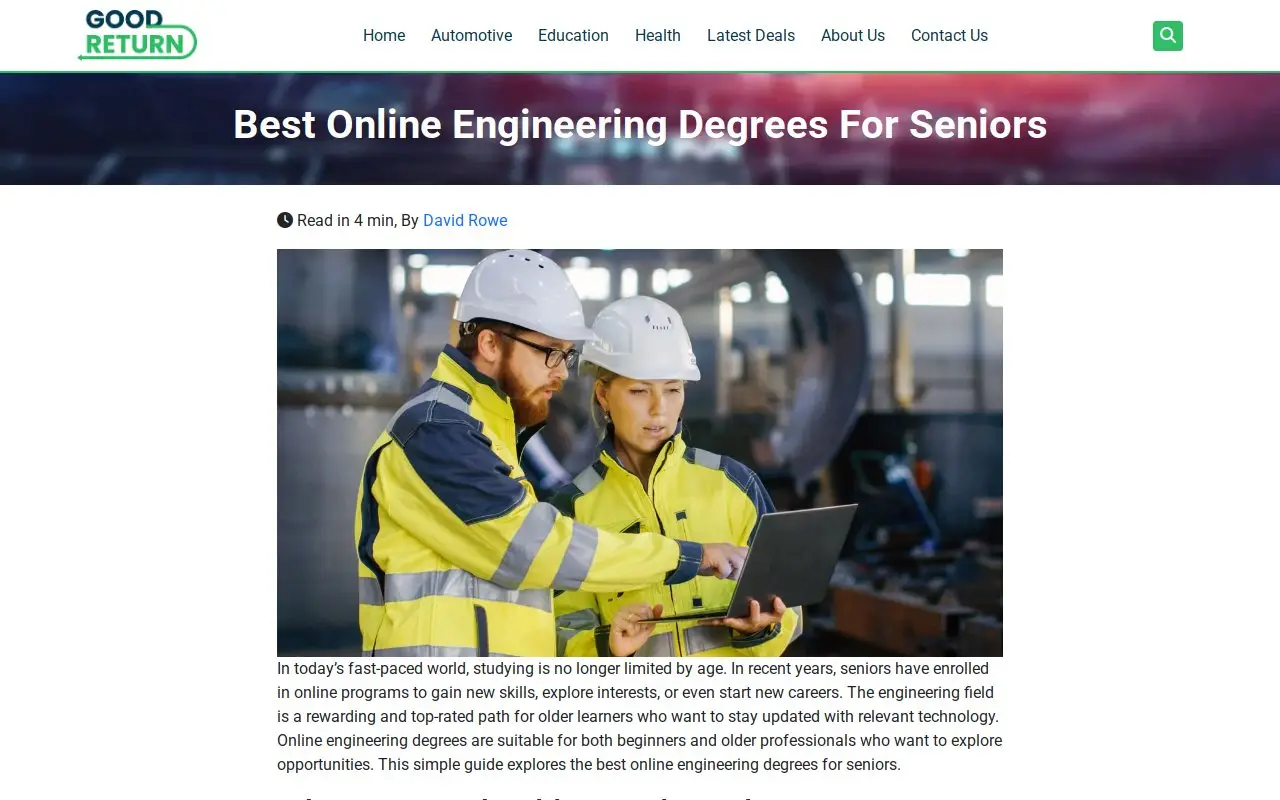 Landing page screenshot