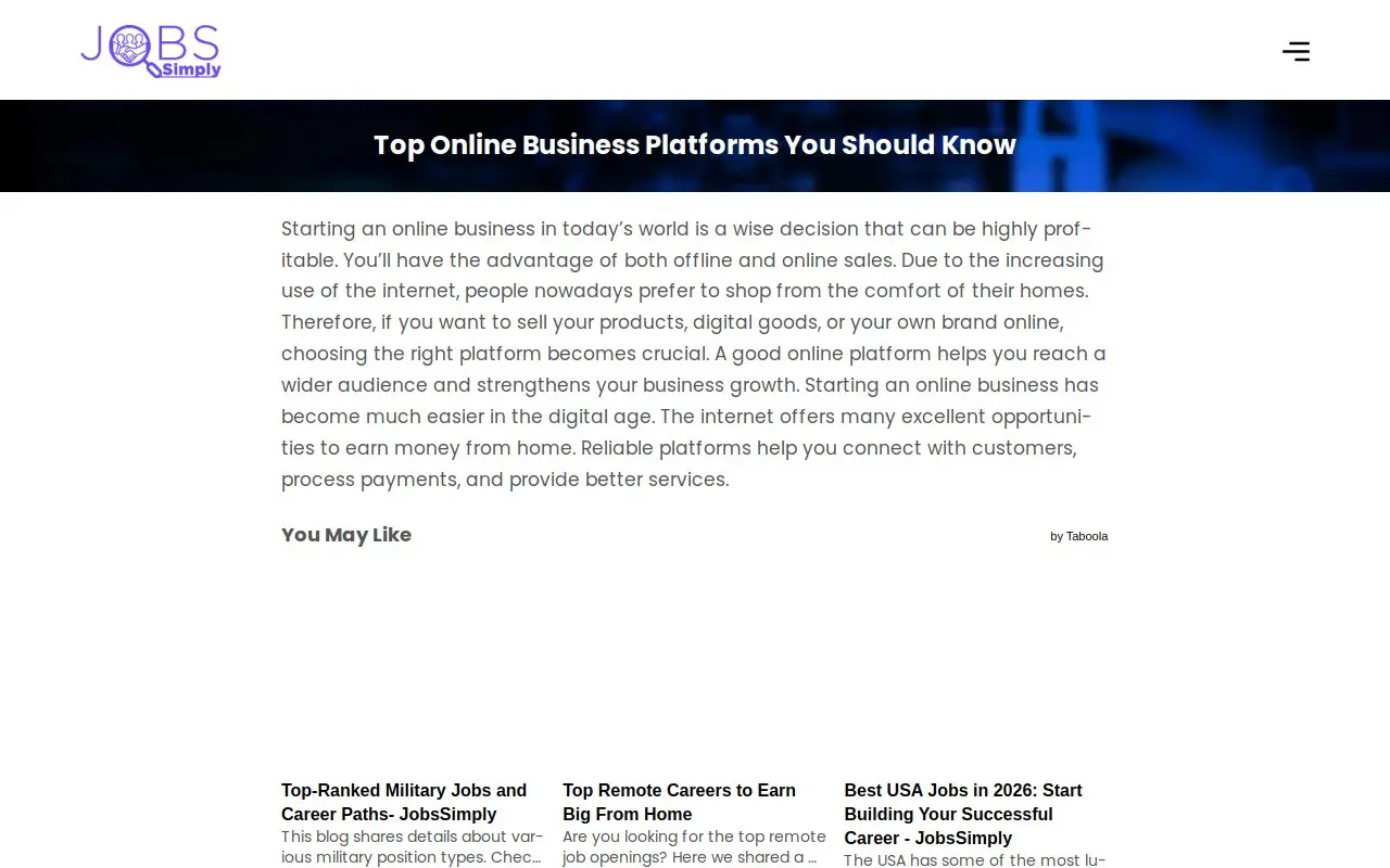 Landing page screenshot