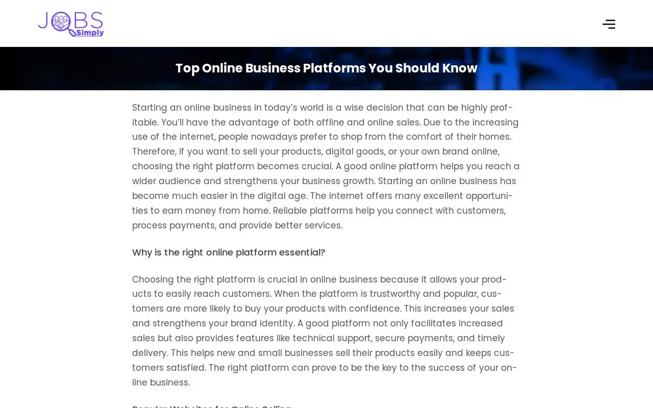 Landing page screenshot