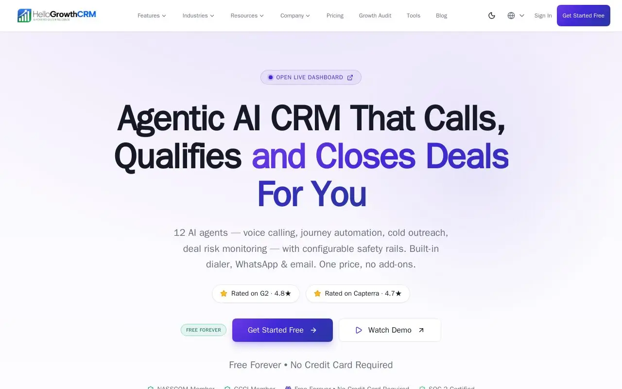 Landing page screenshot