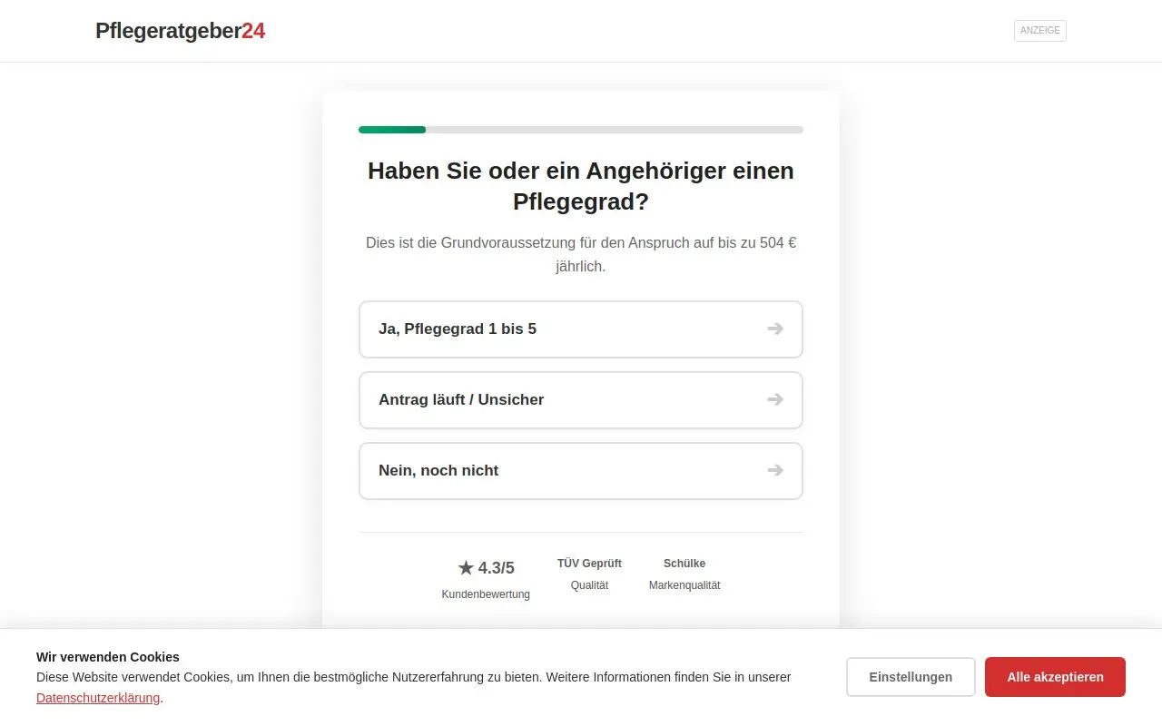 Landing page screenshot