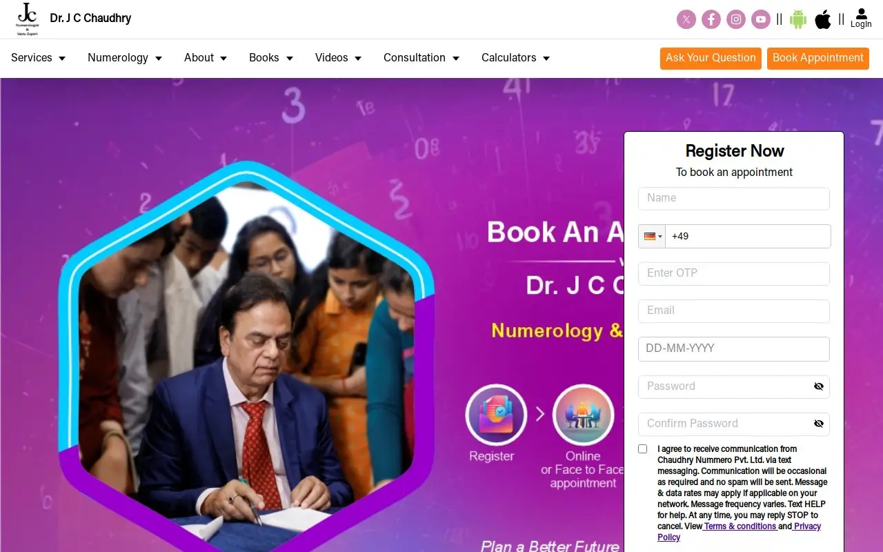 Landing page screenshot