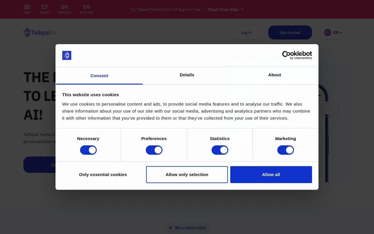 Landing page screenshot