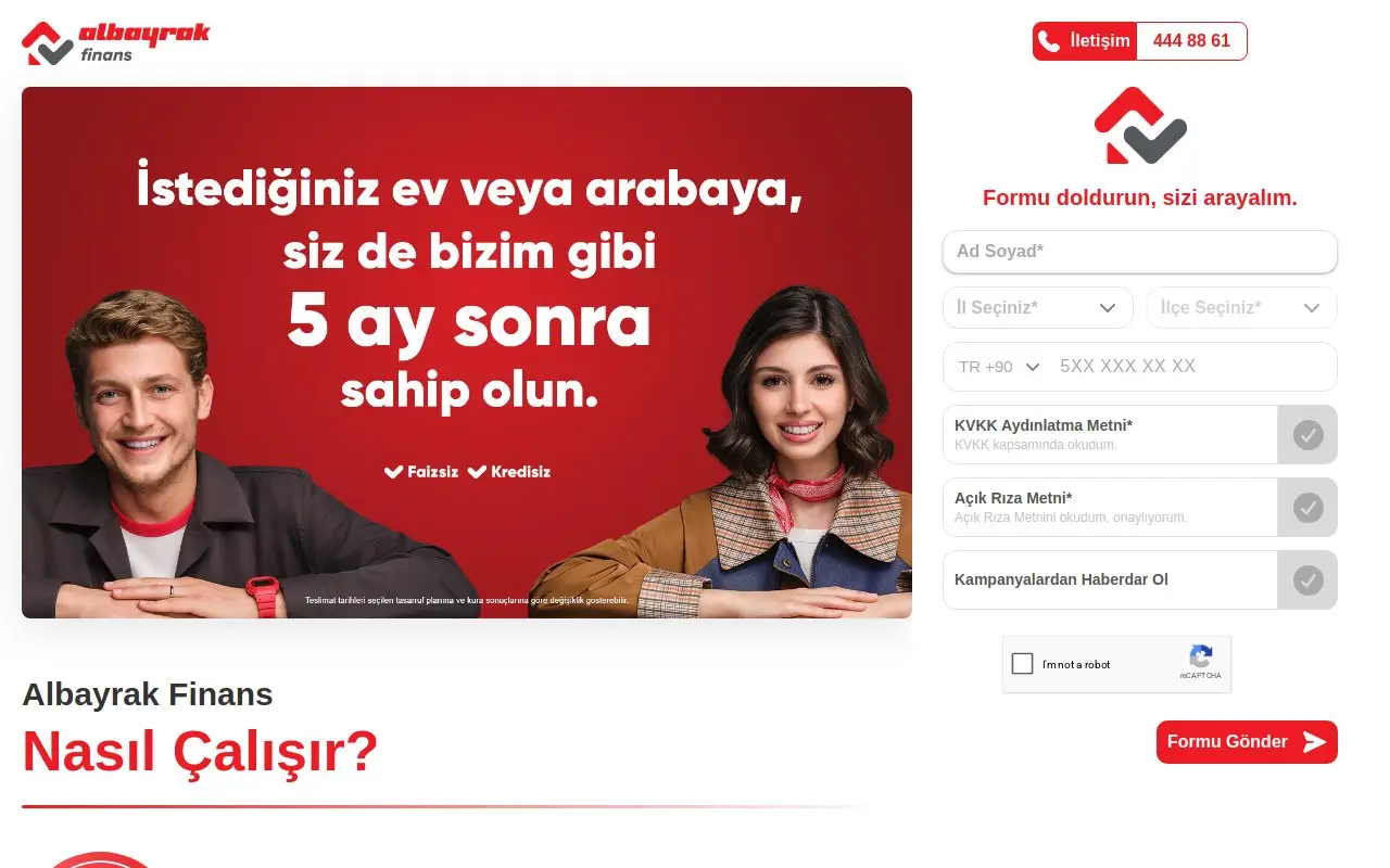 Landing page screenshot