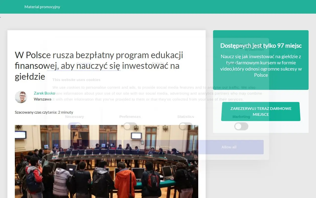 Landing page screenshot