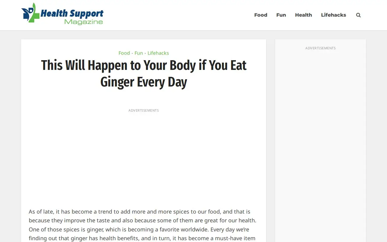 Landing page screenshot