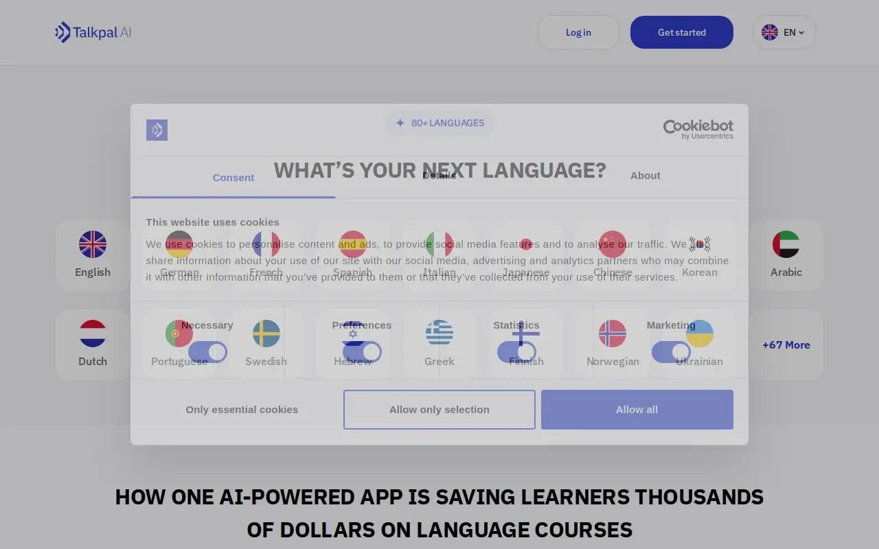 Landing page screenshot