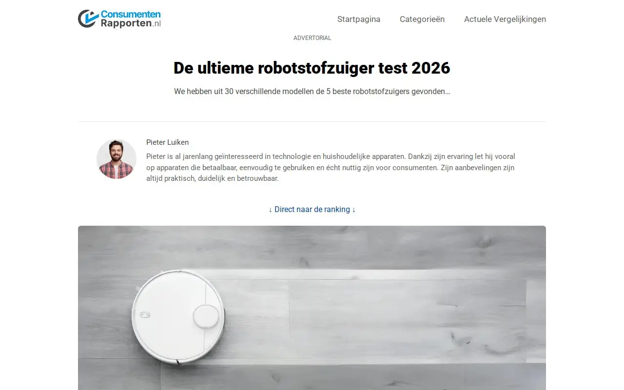 Landing page screenshot