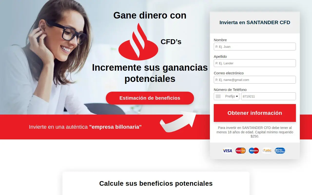 Landing page screenshot
