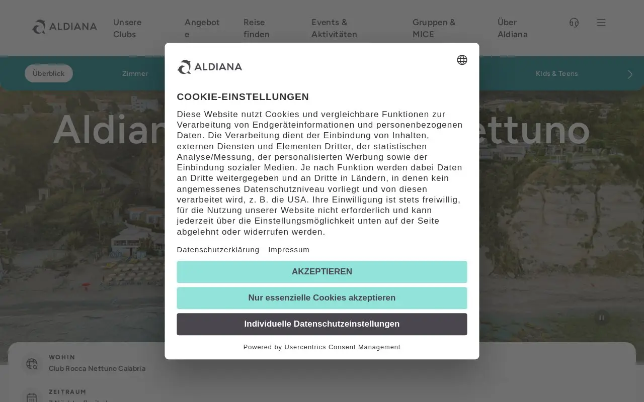 Landing page screenshot