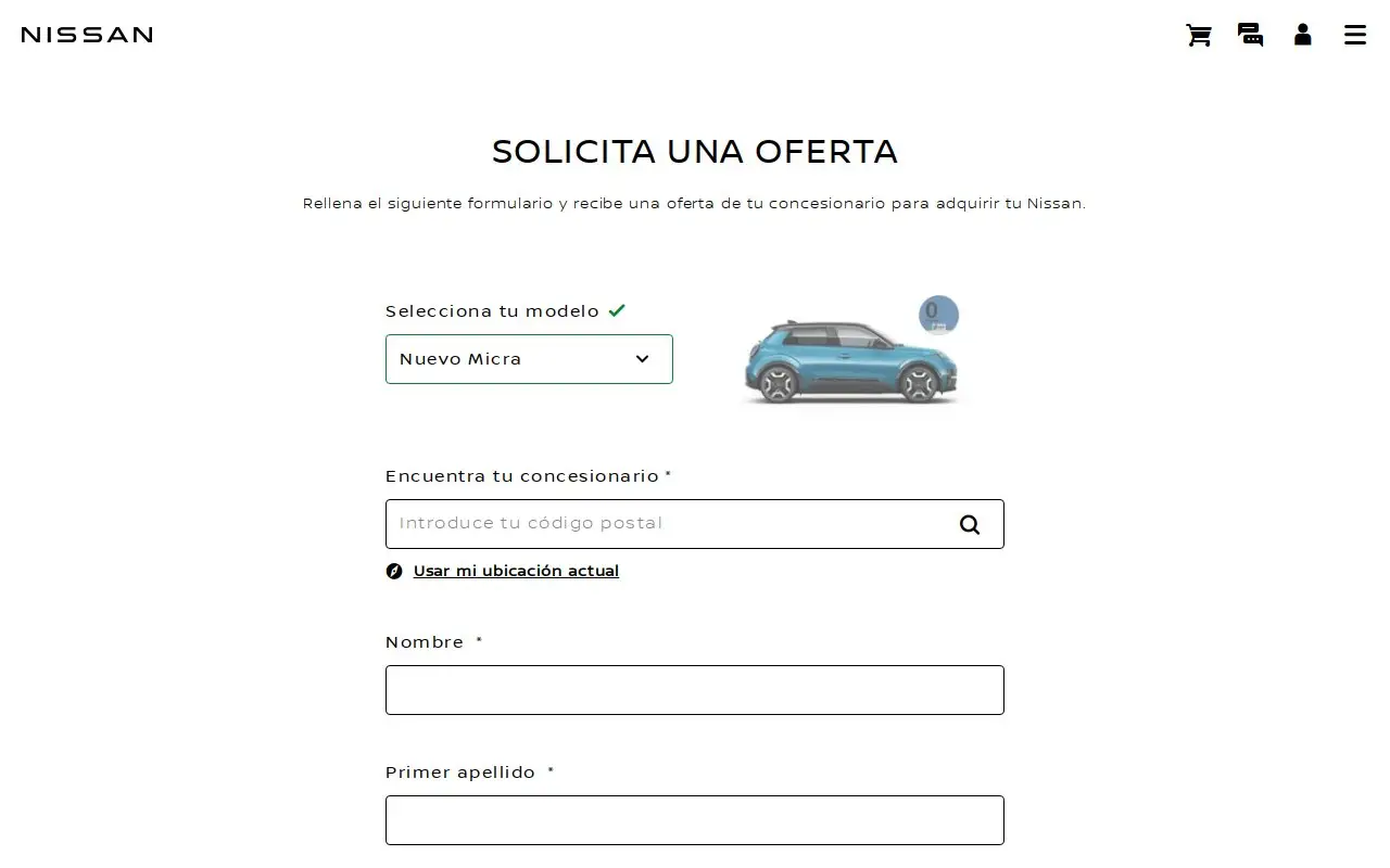 Landing page screenshot