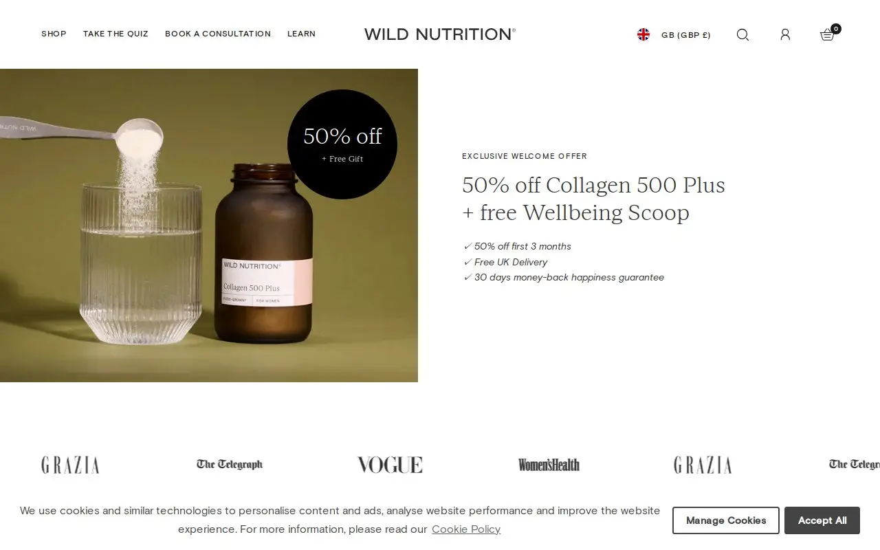 Landing page screenshot
