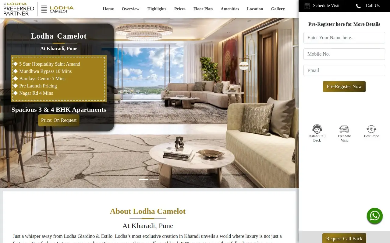 Landing page screenshot