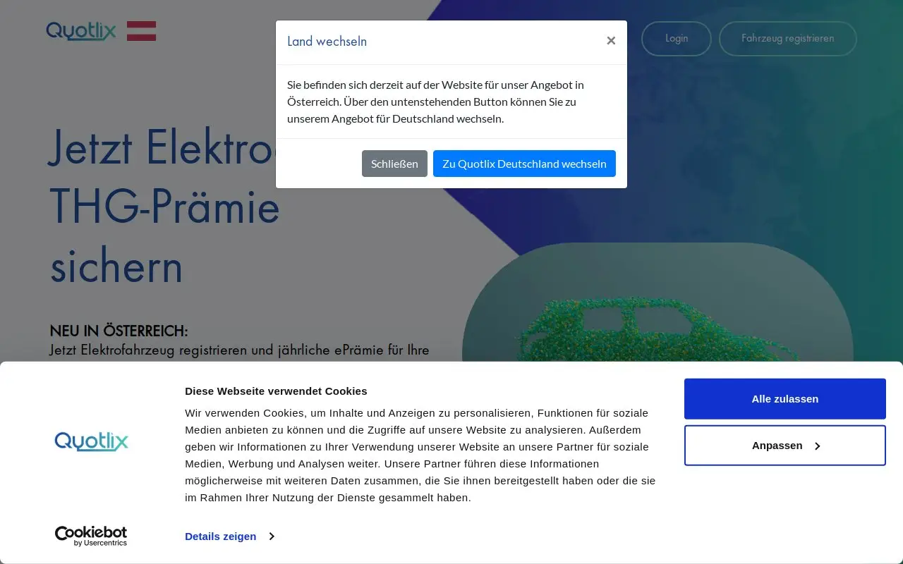 Landing page screenshot