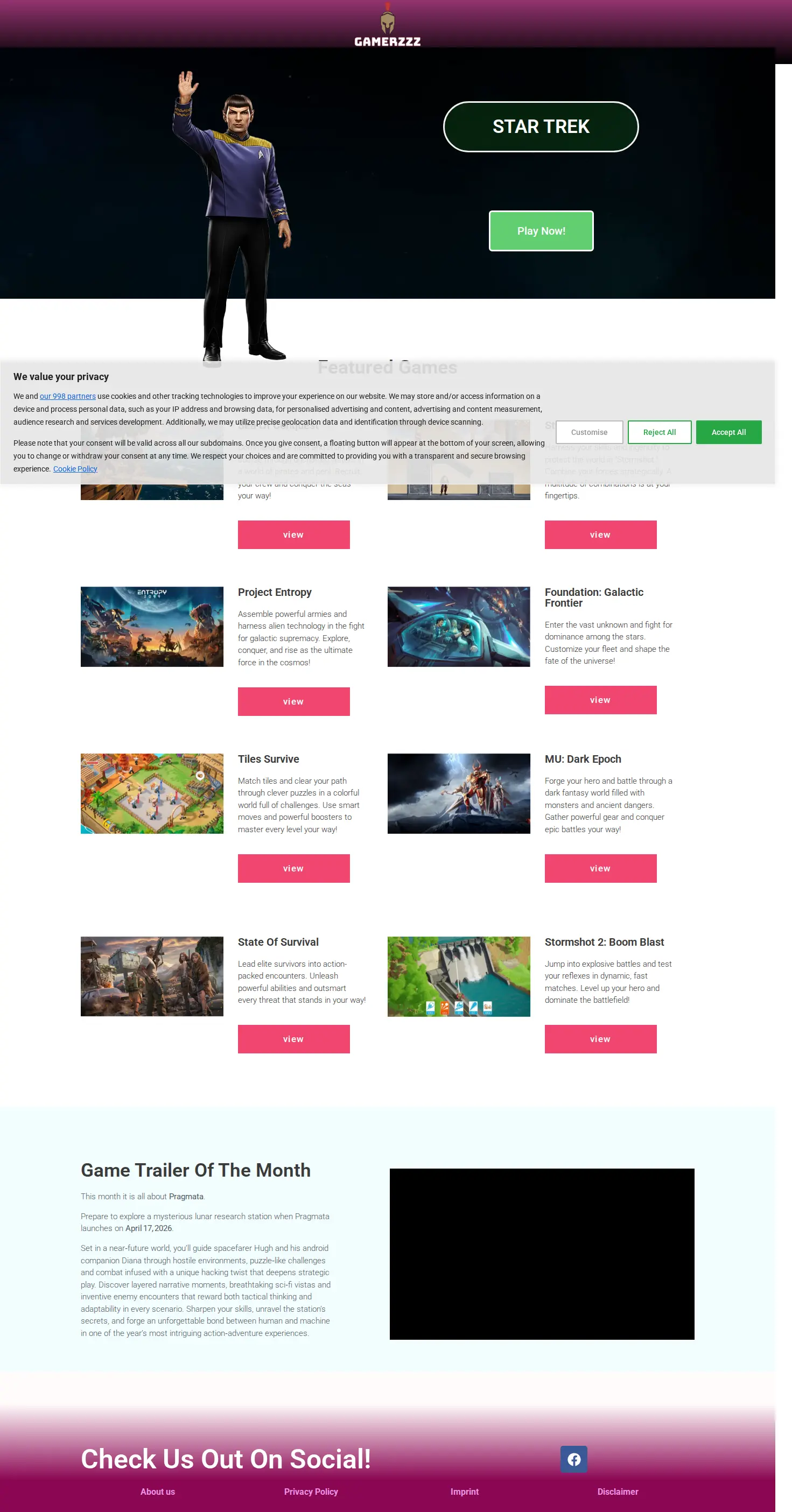 Landing page screenshot