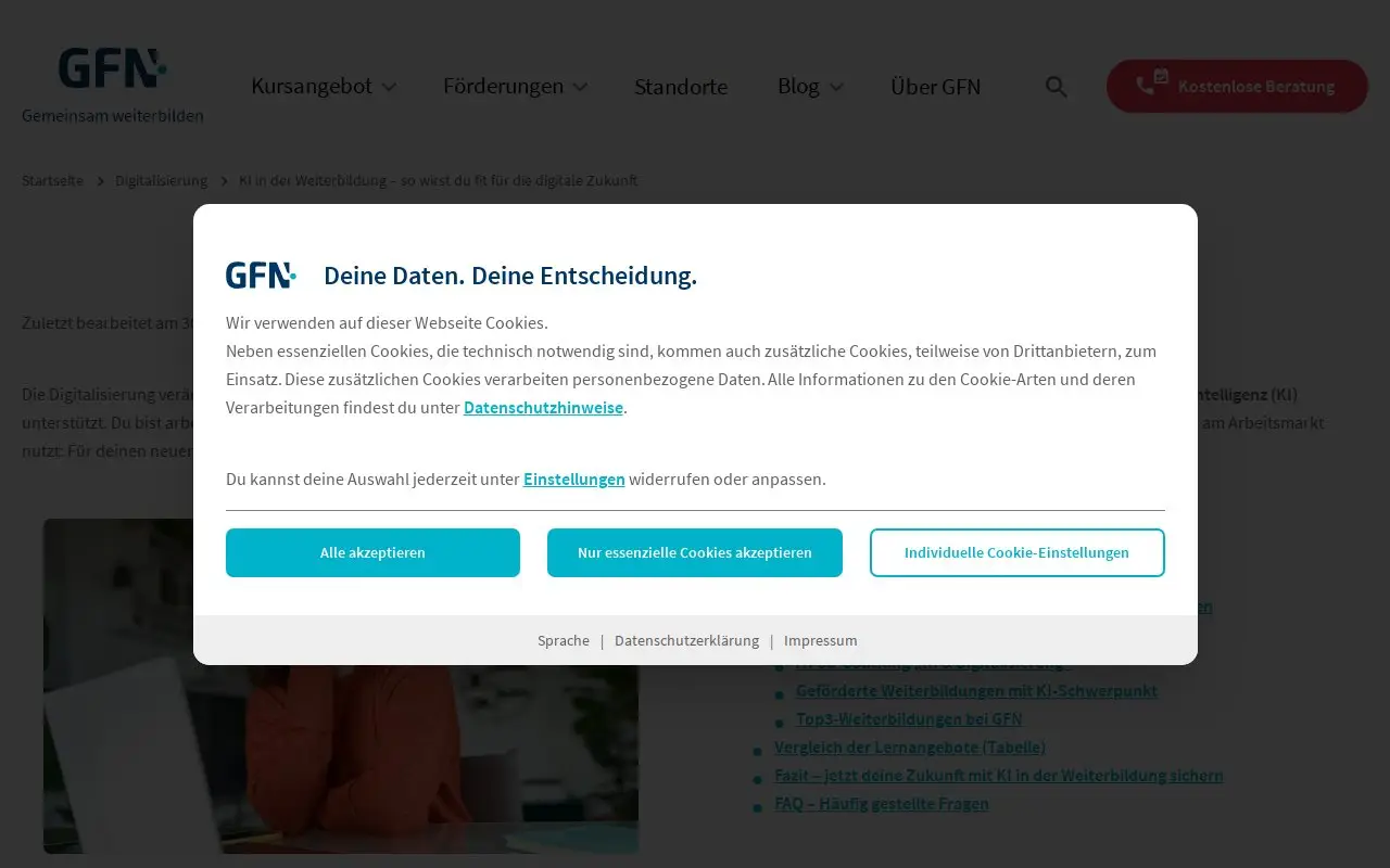 Landing page screenshot