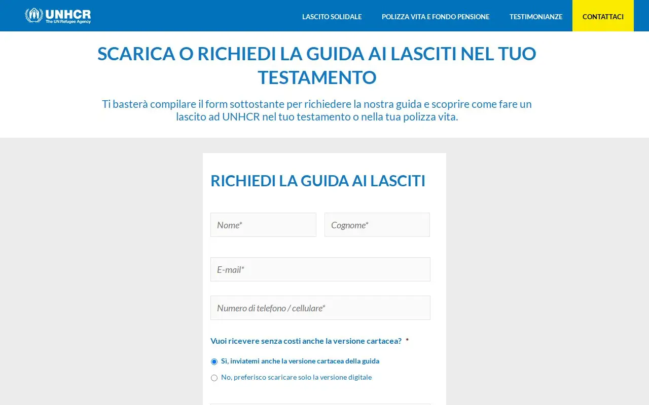 Landing page screenshot