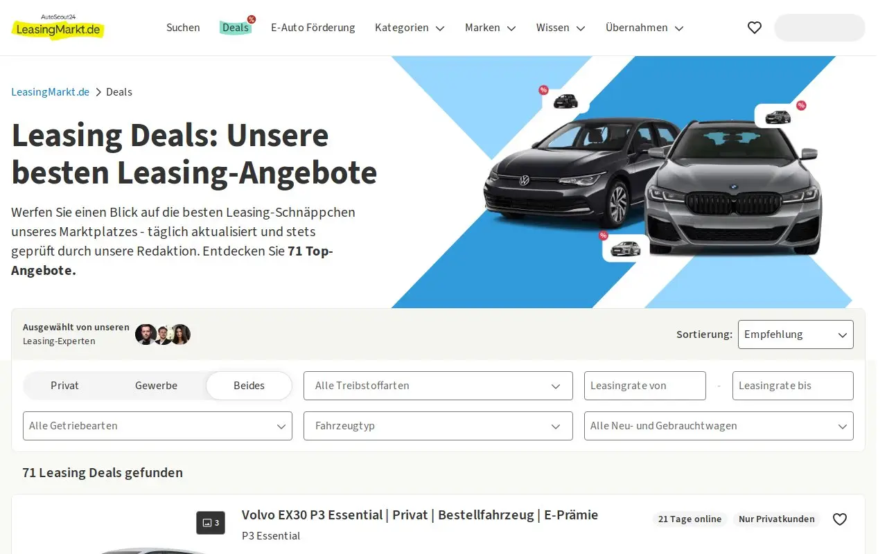 Landing page screenshot