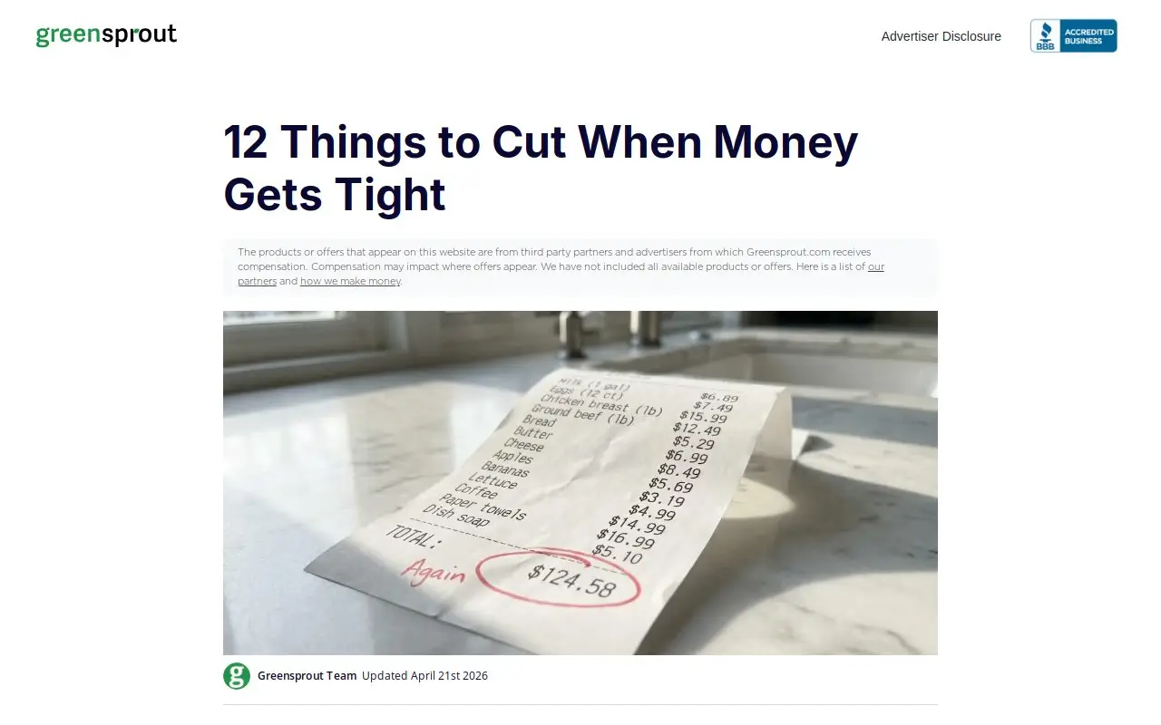 Landing page screenshot