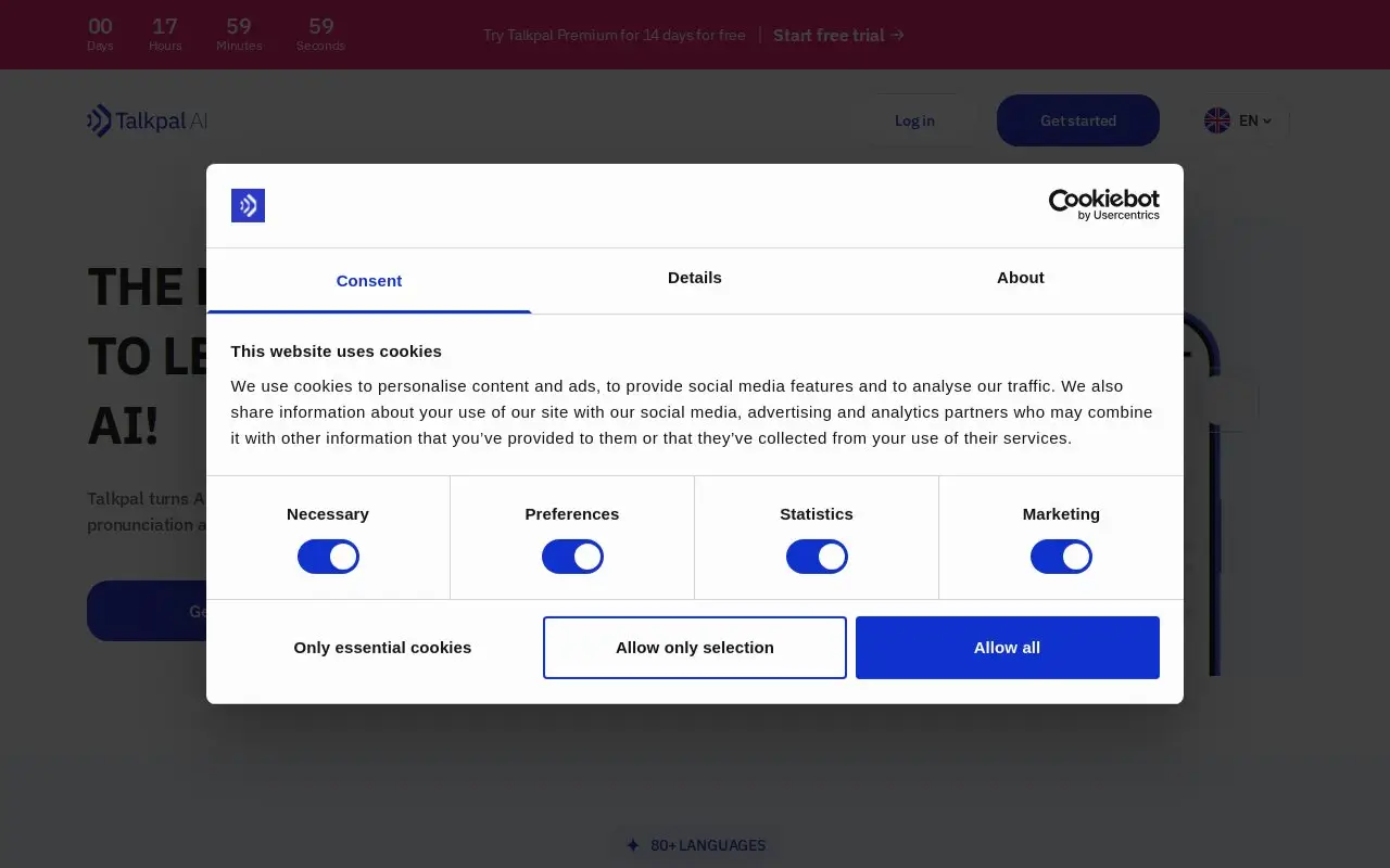 Landing page screenshot