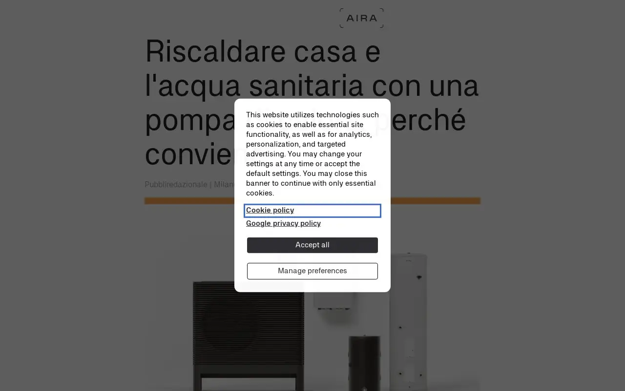 Landing page screenshot