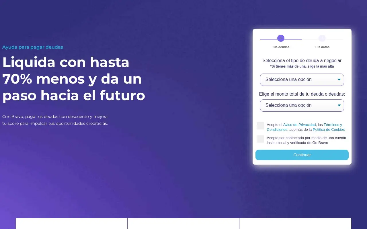 Landing page screenshot