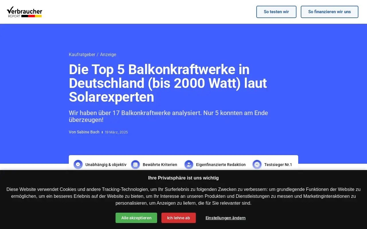 Landing page screenshot