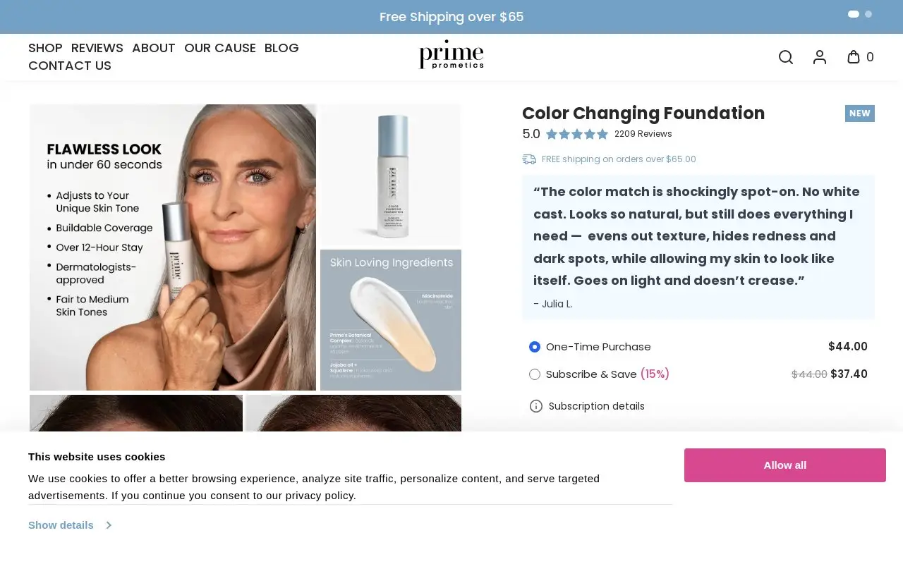 Landing page screenshot