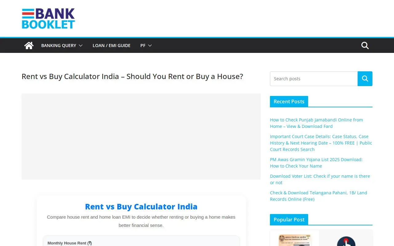 Landing page screenshot