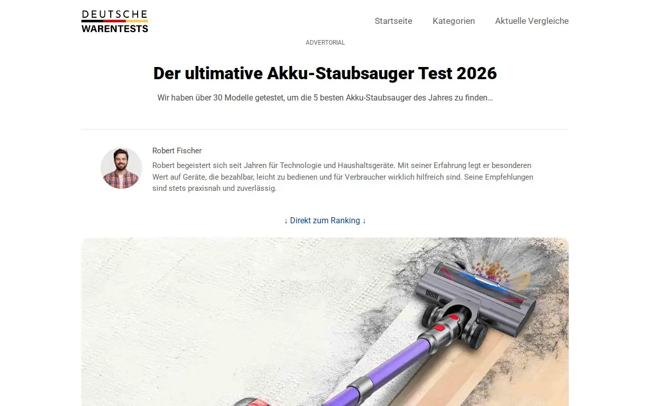 Landing page screenshot